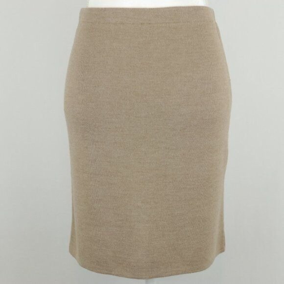 L&F Women's Medium Tan Merino Wool Blend Tight Knit Sweater Pencil Skirt - Picture 3 of 7